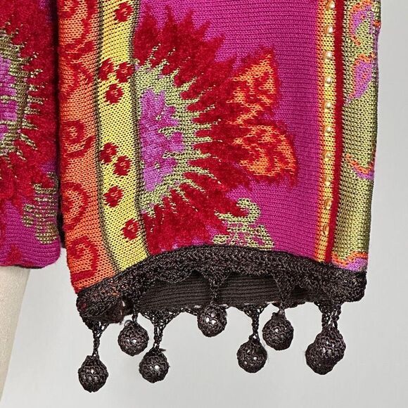 Azuleros NWT French Boho Jacquard Knit Jacket M Mix Print Flora Zebra Statement - Picture 15 of 16